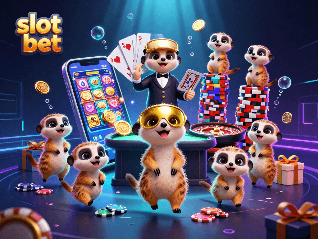 Slot bet menarik dengan koloni meerkat menjalankan kasino dan permainan slot seru.
