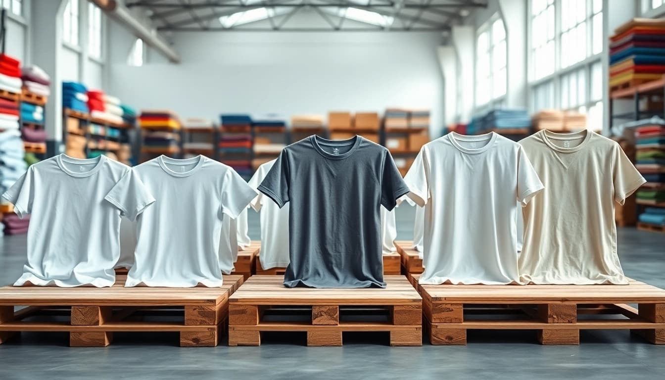 Showcase of best blank t shirts on display highlighting quality and variety in neutral tones.