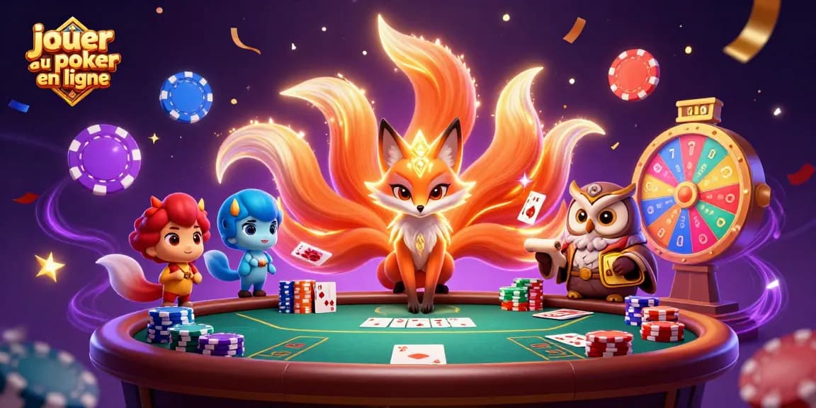 Jouer au poker en ligne avec une expérience captivante autour d'une table de poker animée.