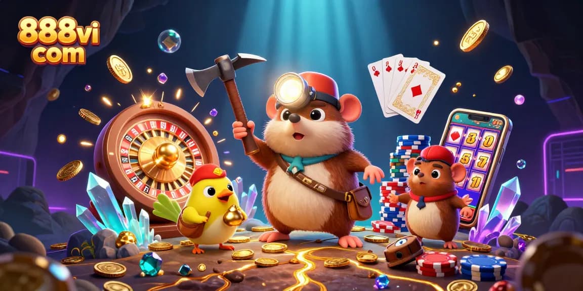 Experience excitement at 888vi com with golden hues, dynamic casino elements, and vibrant treasure hunting adventures.