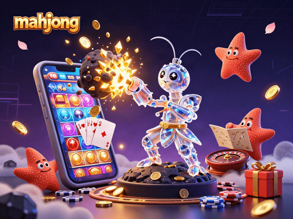 Engage with mahjong excitement as a galactic samurai mantis shrimp punches through an asteroid, showering gems.