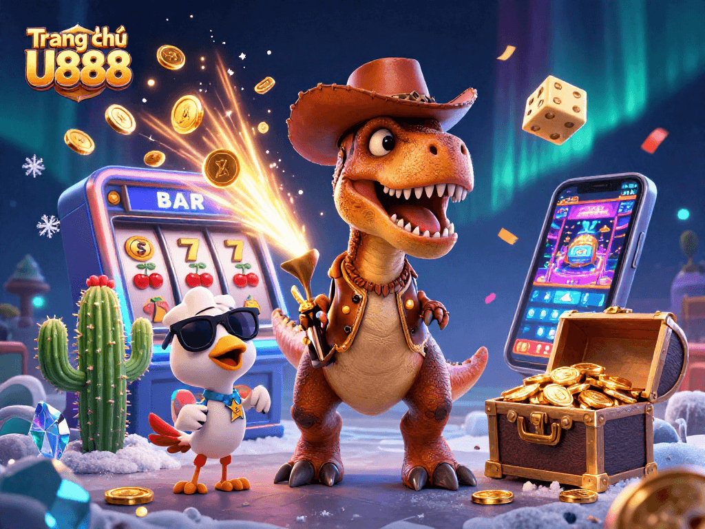 Engage in thrilling gameplay at Trang chủ U888 with vibrant 3D casino characters and jackpot excitement.
