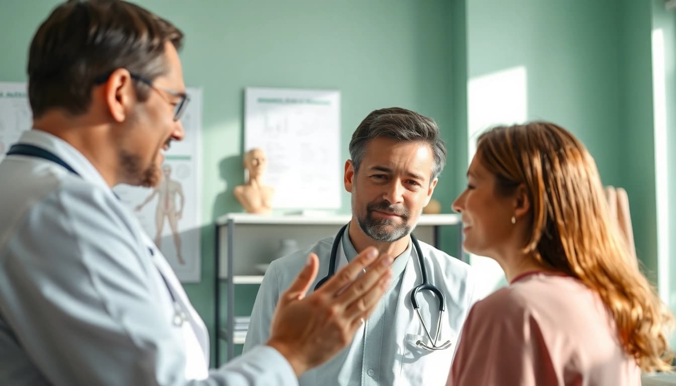 Enhancing Health through compassionate consultation in a modern clinic with a practitioner and patient.