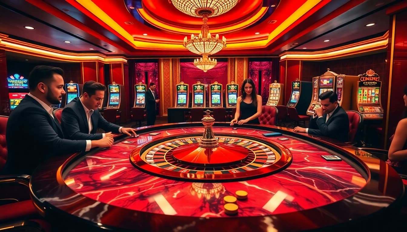 Experience thrilling casino excitement with rebahin gaming options at a luxurious poker table.