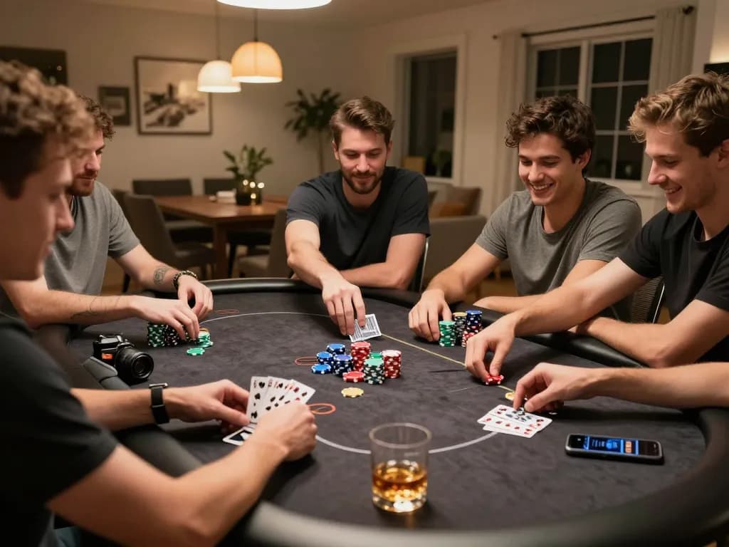 Engaged players at a home poker night strategizing their moves, highlighting hidden wiki 2026.
