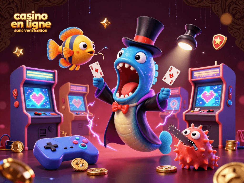Jouez au casino en ligne sans vérification avec des personnages marins amusants dans une scène dynamique.