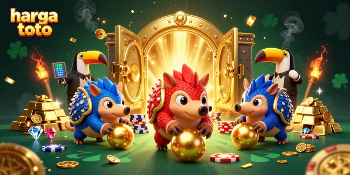 Experience the excitement of harga toto with rival pangolins competing amidst a dazzling casino backdrop.