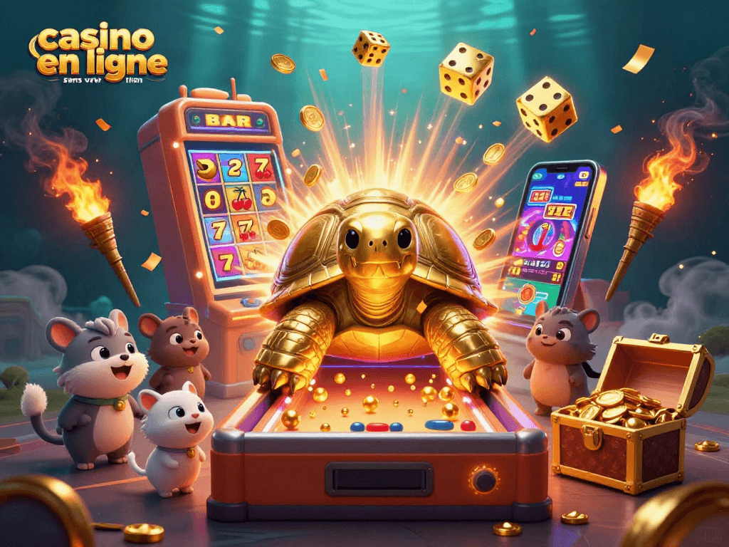 Jouez à casino en ligne sans verification avec une tortue géante et des machines à sous