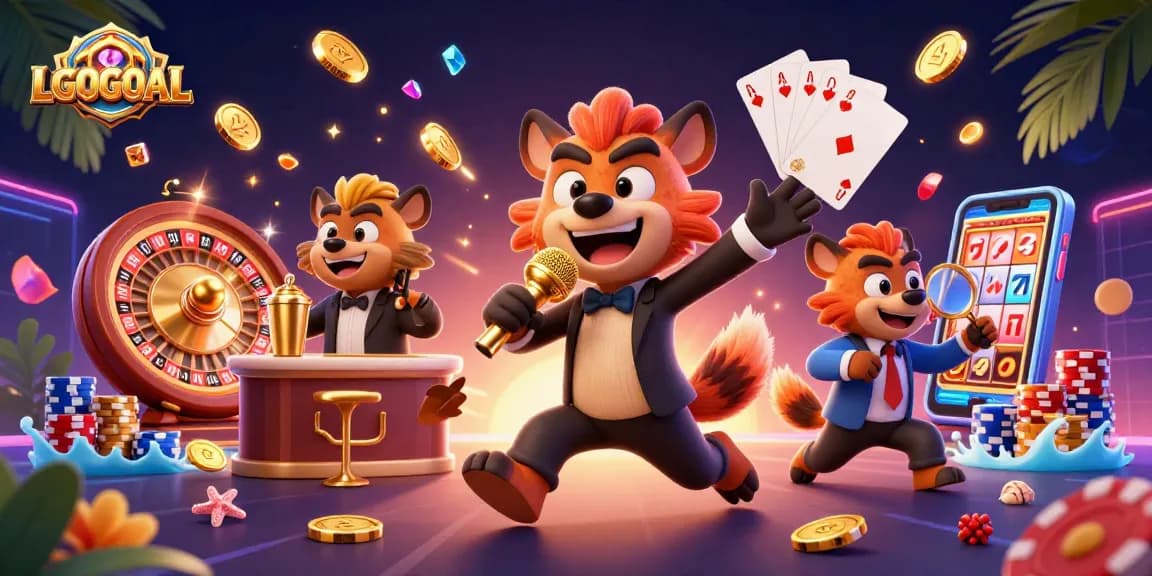 LGOGOAL captures a lively casino scene with hyenas engaging in comedic entertainment and gaming.