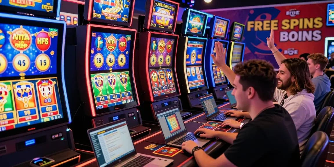 Exciting online gaming experience at credit card casinos UK with diverse players enjoying vibrant slot machines and live dealer games.