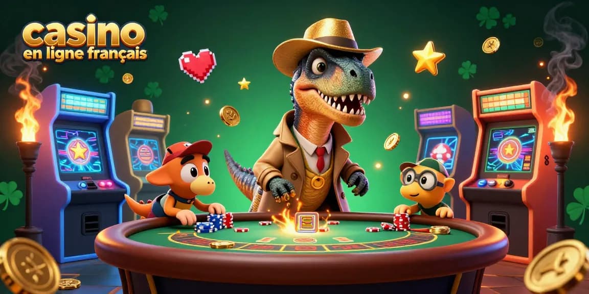 Profitez de l'excitation du casino en ligne français avec ce décor de jeu vibrant et ses personnages animés.
