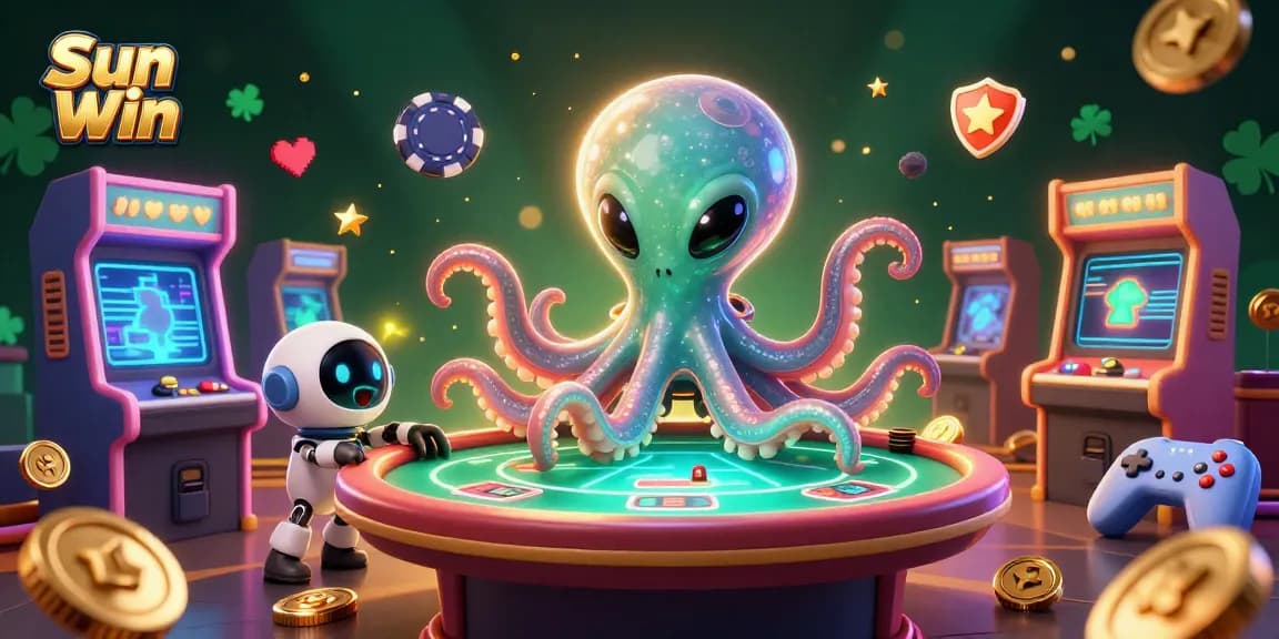 Experience exciting gaming at Sun Win with a rich, immersive casino atmosphere featuring a dynamic 3D octopus!