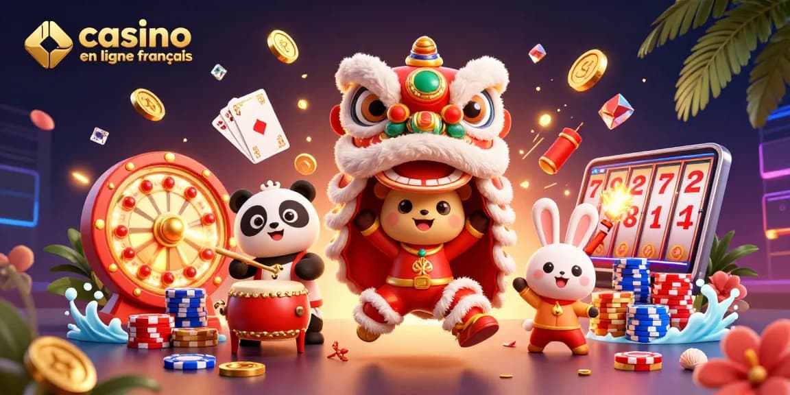 Jouer sur un casino en ligne français avec des personnages animés dans une scène colorée et dynamique