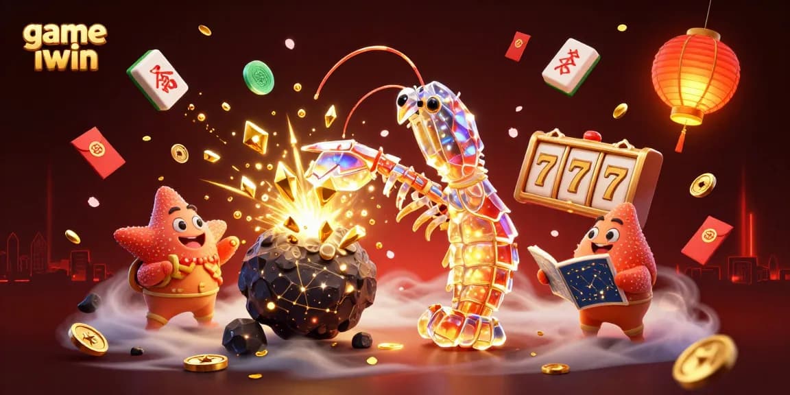 Engage with the game iwin as 3D mantis shrimp warriors unleash winning coins amidst vibrant casino elements.
