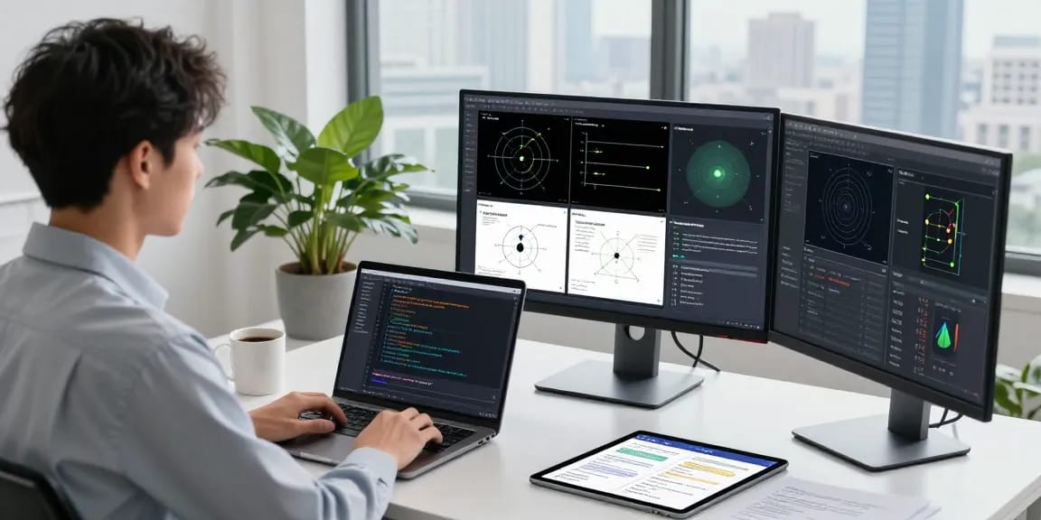 Detect AI image analysis in a modern tech workspace with advanced screening tools.