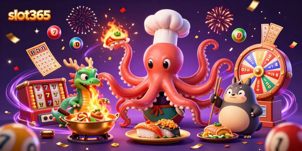 Experience thrilling jackpots and lively gaming at slot365 with colorful elements in a vibrant casino scene.