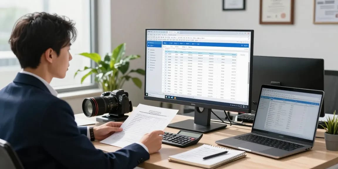 Audit forensik di kantor modern, fokus pada aafikotacimahi.org dengan laporan digital dan dokumen legal.