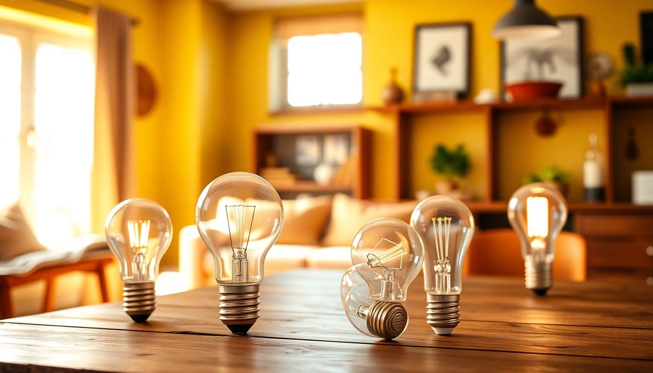 A19 light bulbs beautifully showcased in a cozy setting, enhancing ambiance and style.