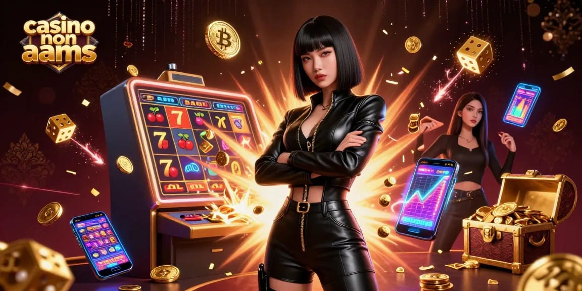 Vivi l'emozione dei casinò non AAMS con straordinarie immagini di elementi di gioco e un personaggio coinvolgente.