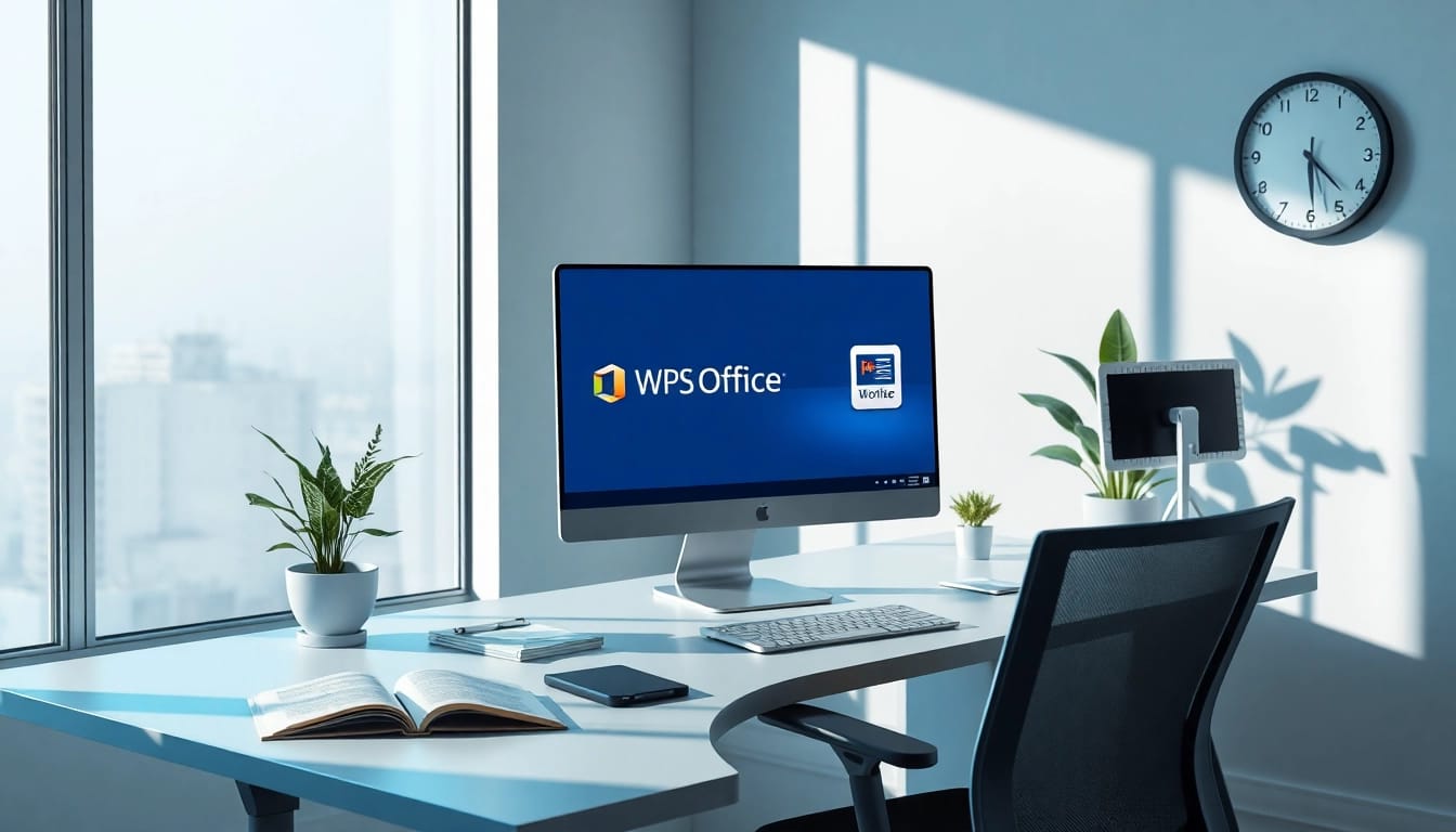 展示在现代桌面上的 WPS Office 软件的高效工作区。