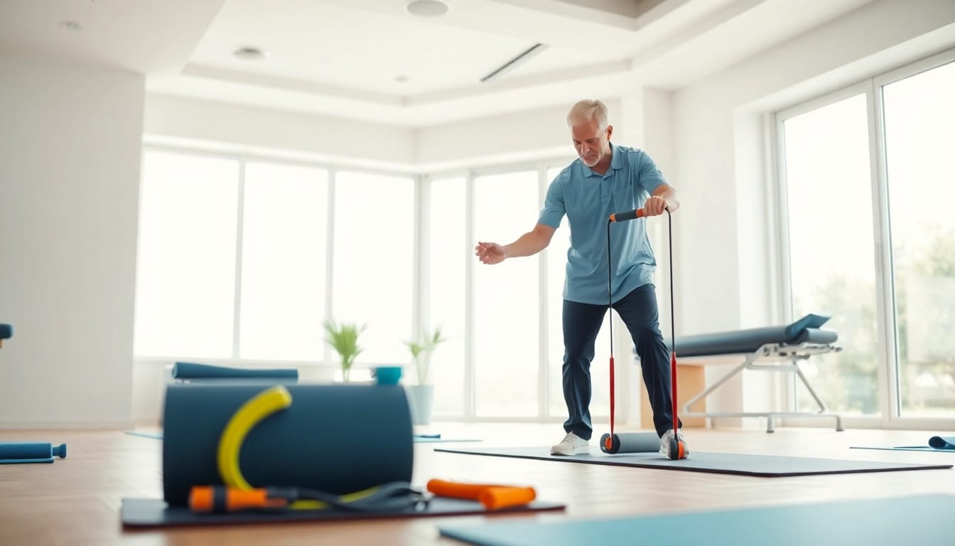 Engaging scene of Health in Motion Rehabilitation, showcasing professional therapy session for patient recovery.