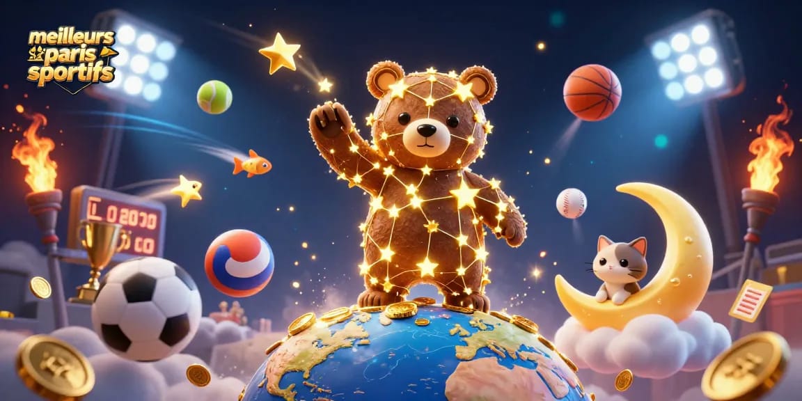 Pariez sur les meilleurs sites paris sportifs avec ce visuel captivant de l'univers du sport et des gains.
