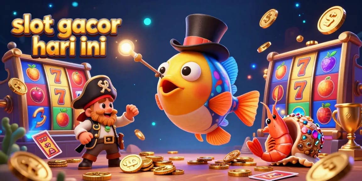 Win big with slot gacor hari ini, featuring a colorful anglerfish and vibrant slot game elements.