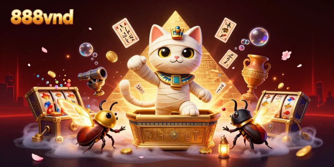 Experience the excitement at 888vnd with vibrant 3D casino elements and dynamic character action.