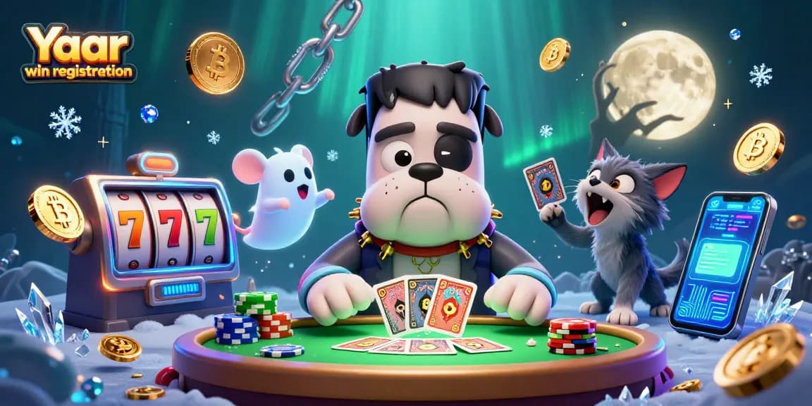 Engage with Yaar win registration at a dynamic casino scene featuring vibrant characters and games.
