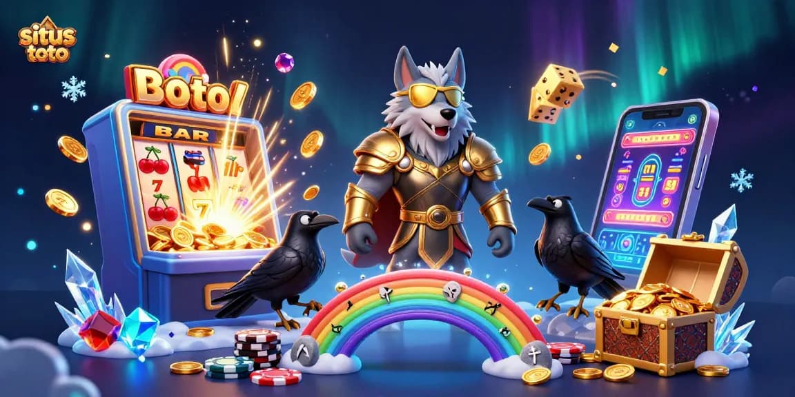 Engage in exciting gaming with situs toto, featuring a dynamic 3D Norse-themed casino illustration.