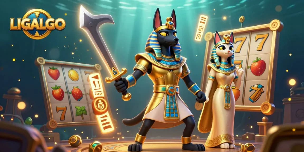 LIGALGO showcases dynamic slot gaming with Anubis and Bastet in an engaging 3D illustration.