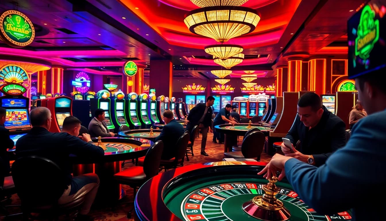 8win official engaging casino players at a vibrant gaming scene.