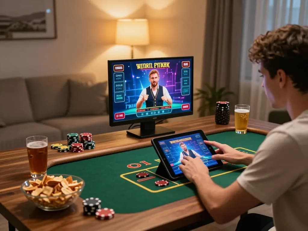Experience the thrill of gaming with GG88 Link on a tablet, participating in a live casino.