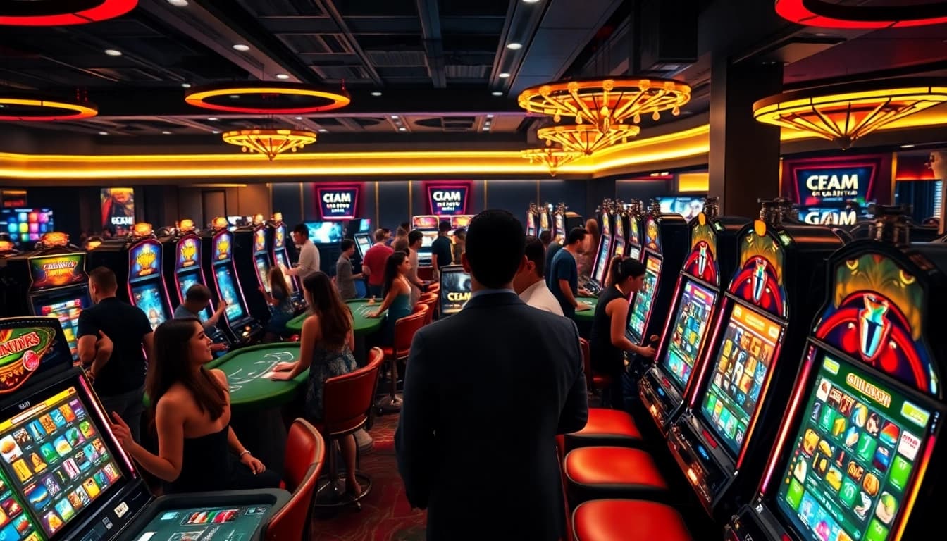 Experience the excitement of Non gamstop Casino Uk with vibrant gaming scenes capturing passionate players.