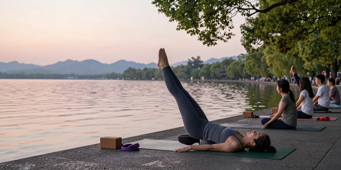 Yoga practice at lakeside retreat by stefancamilleriyoga.com showcasing serene atmosphere and community