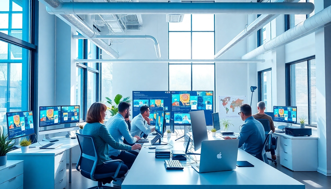 Webdesign Agentur Team arbeitet kreativ an modernen Projekten im inspirierenden Büro.