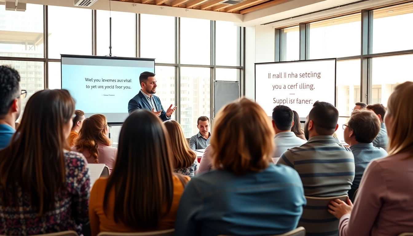 Participants engaged in Public Speaking Training led by a passionate trainer.
