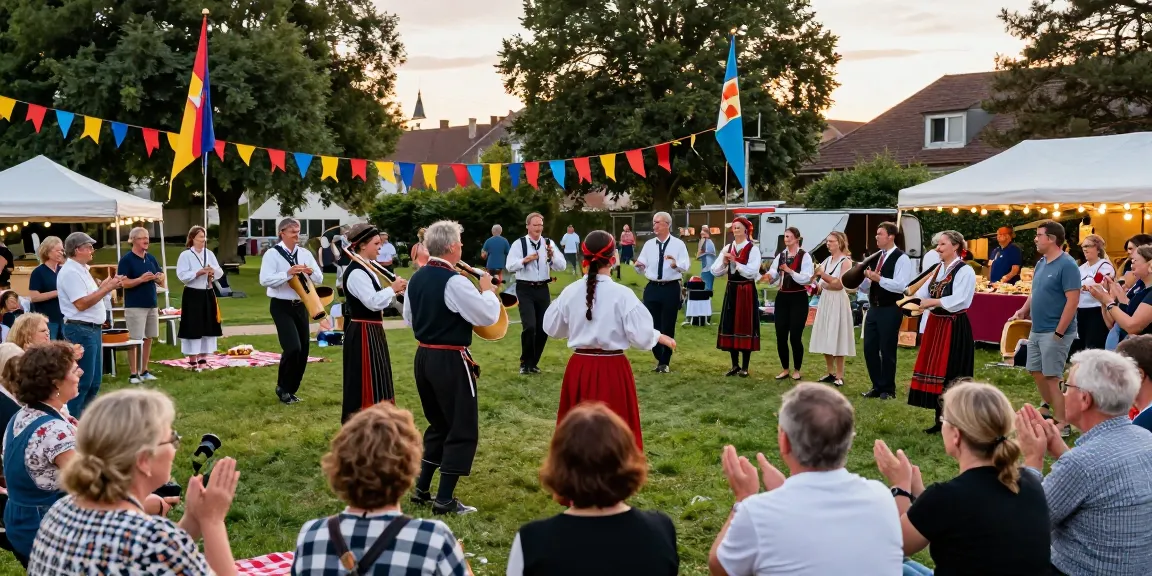 Community celebration showcasing Breton culture with m98 ฝากถอนออโต้ มือถือ prominently featured in a lively outdoor park.