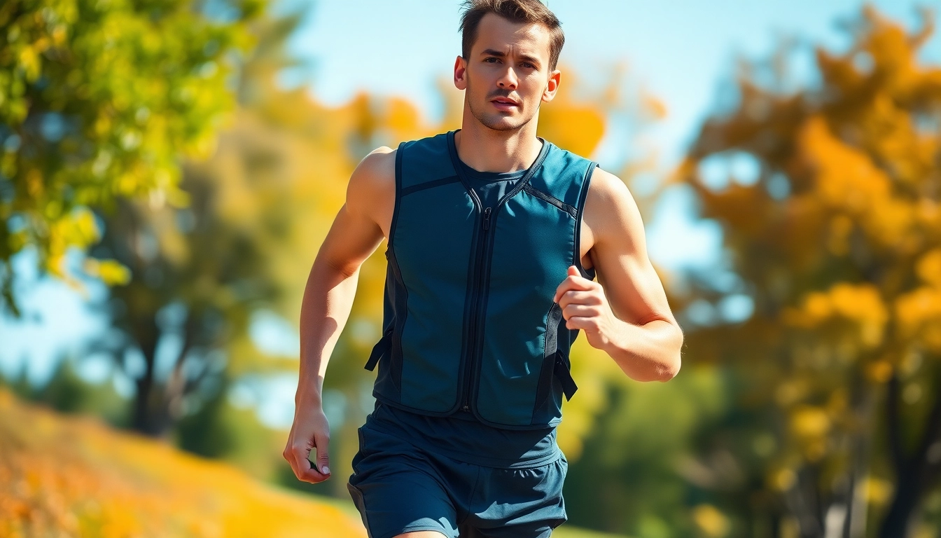 Runner showcasing a hydration running vest in a vibrant outdoor setting, emphasizing performance and comfort.