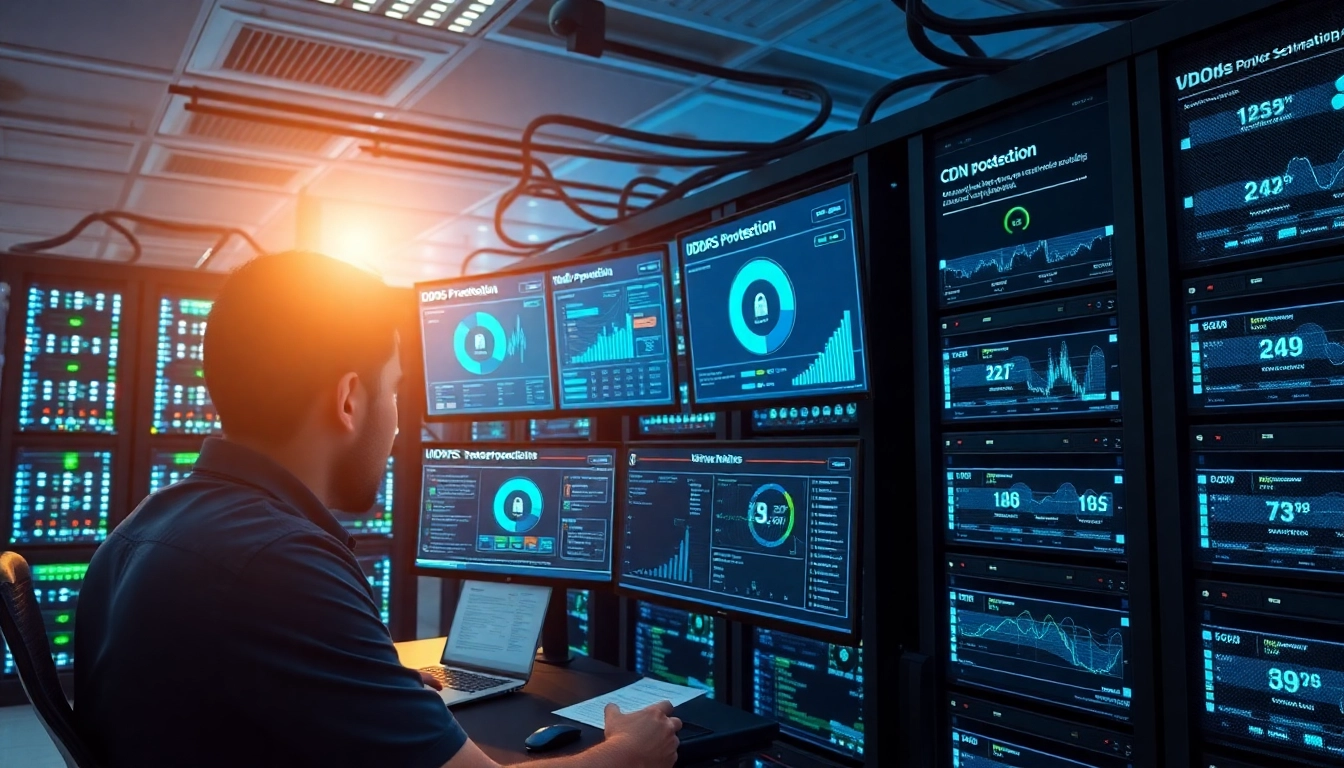 Optimize online security with CDN with DDoS Protection in a dynamic server room.