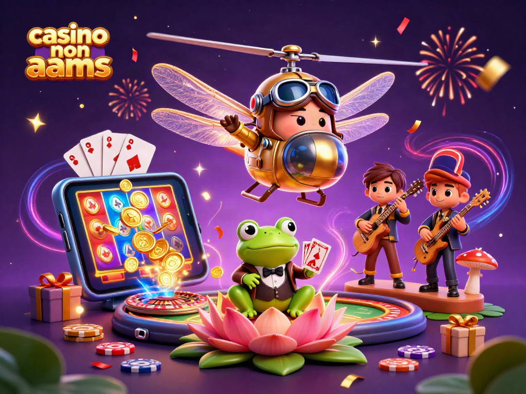 Un croupier rana in un casinò non AAMS distribuisce carte mentre un pilota di drago svolazza sopra.