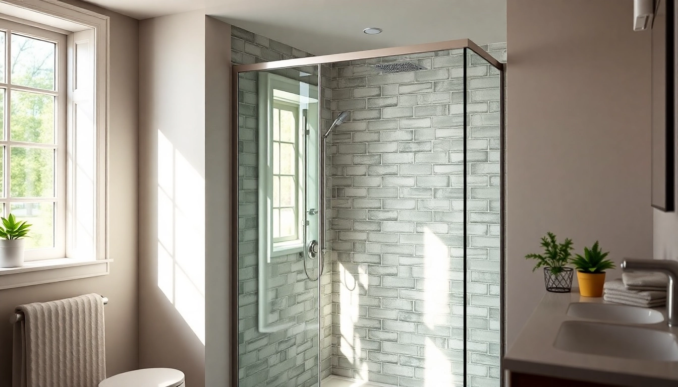 A refreshing sunny shower in a stylish bathroom, exuding tranquility and elegance.