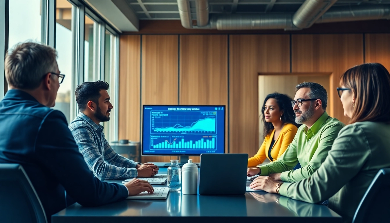 Rankingo strategia marketingowa z różnorodnym zespołem w nowoczesnym biurze.