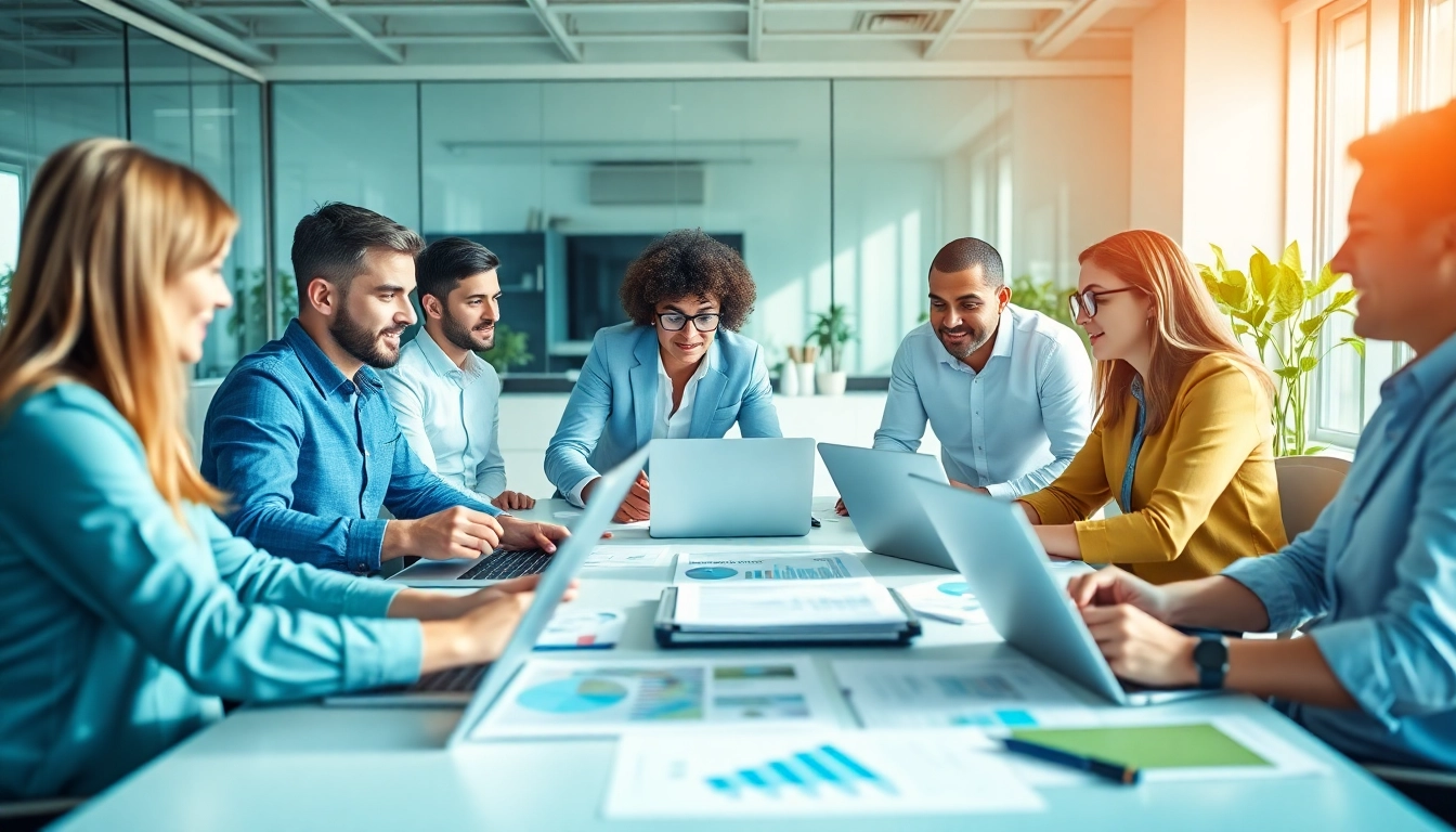 SEO Agentur Team arbeitet an digitaler Marketing Strategie in modernen Büro.