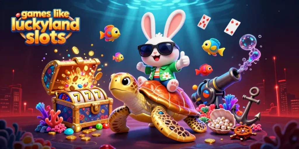 Discover exciting games like luckyland slots with a playful 3D scene featuring lucky characters and vibrant elements
