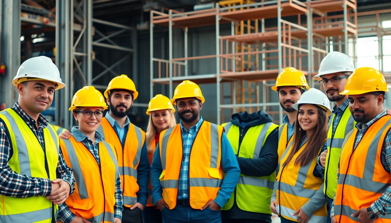 Workers participating in construction safety programs during a training session at the job site.