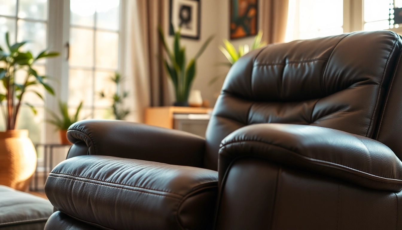 Leather lift chair showcasing elegant design and plush comfort in a cozy living room.