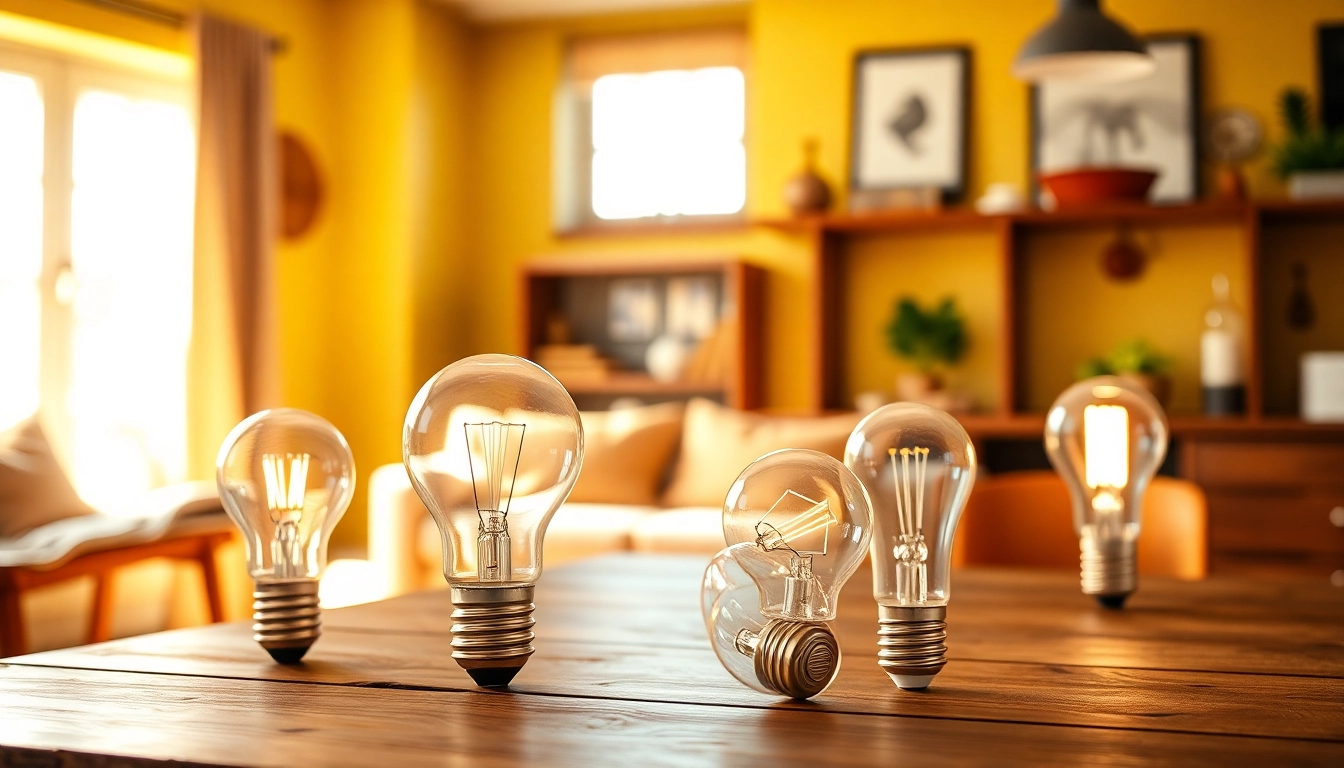 A19 light bulbs beautifully showcased in a cozy setting, enhancing ambiance and style.