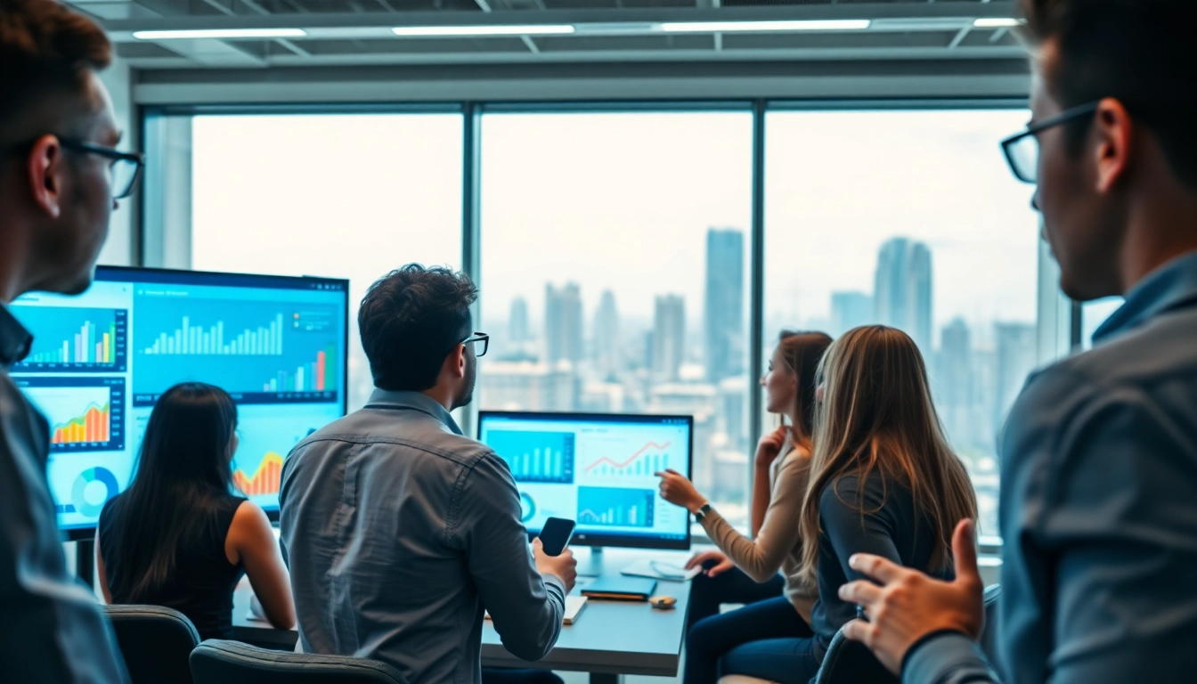 Analyze trends with AI for competitor analysis during a vibrant teamwork session.