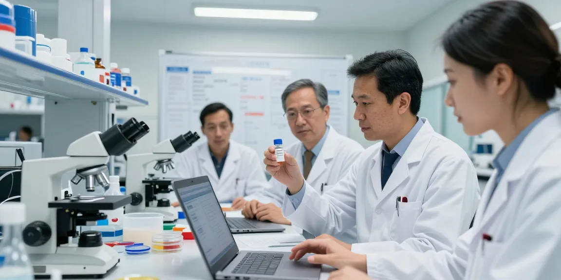 Tirzepatide research California in a vibrant lab scene with scientists analyzing data.